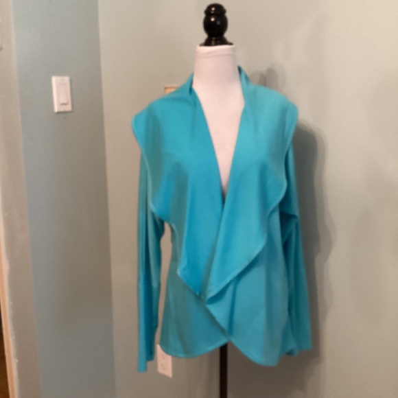 Kyodan–Women’s Cardigan Size L~ Turquoise~Open Front - Picture 4 of 12